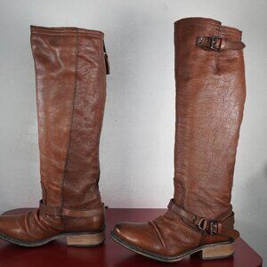 Women's Steve Madden Brown Leather Knee High Long Riding Fashion Boots 6.5